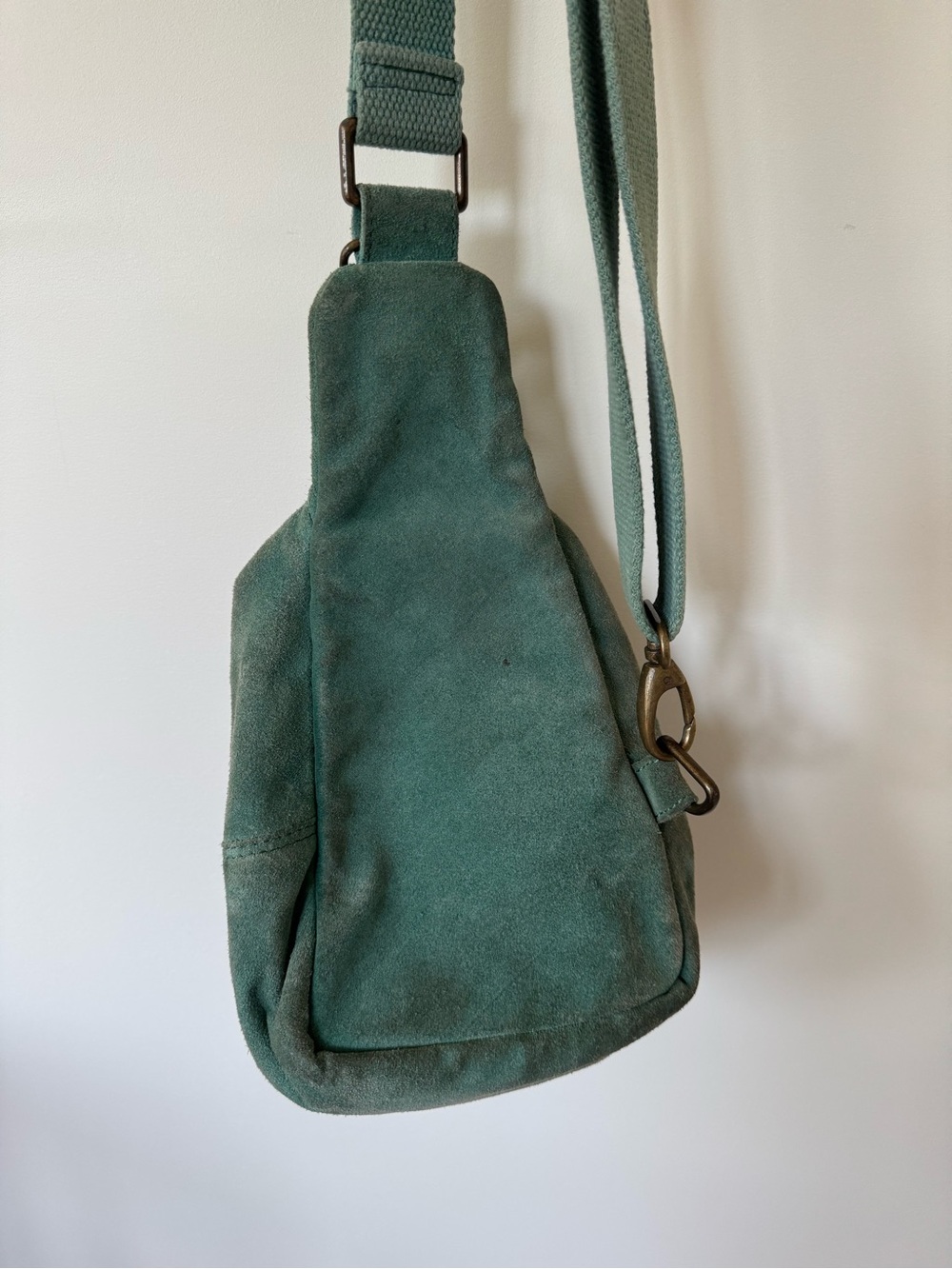 Free People Hudson Suede Sling Bag Teal Leather Crossbody Boho - Picture 6 of 12